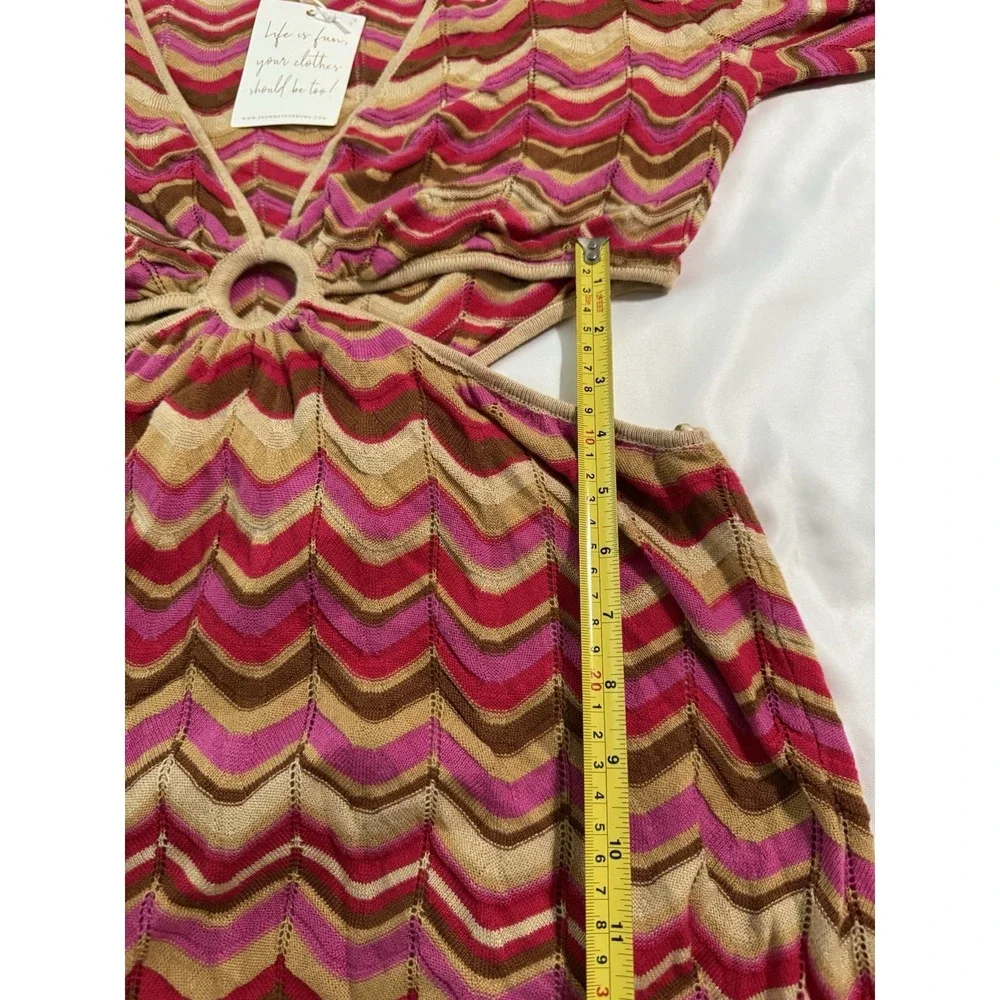 Show Me Your Mumu 'Carlo' Cut Out Horizon Stripe Knit Dress Size XL Retro NEW - Picture 9 of 16
